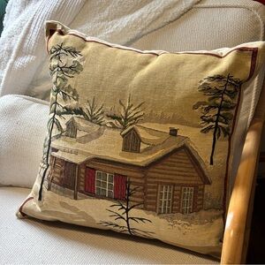 HINES OF OXFORD Winter Chalet Tapestry Pillow 20 x 20